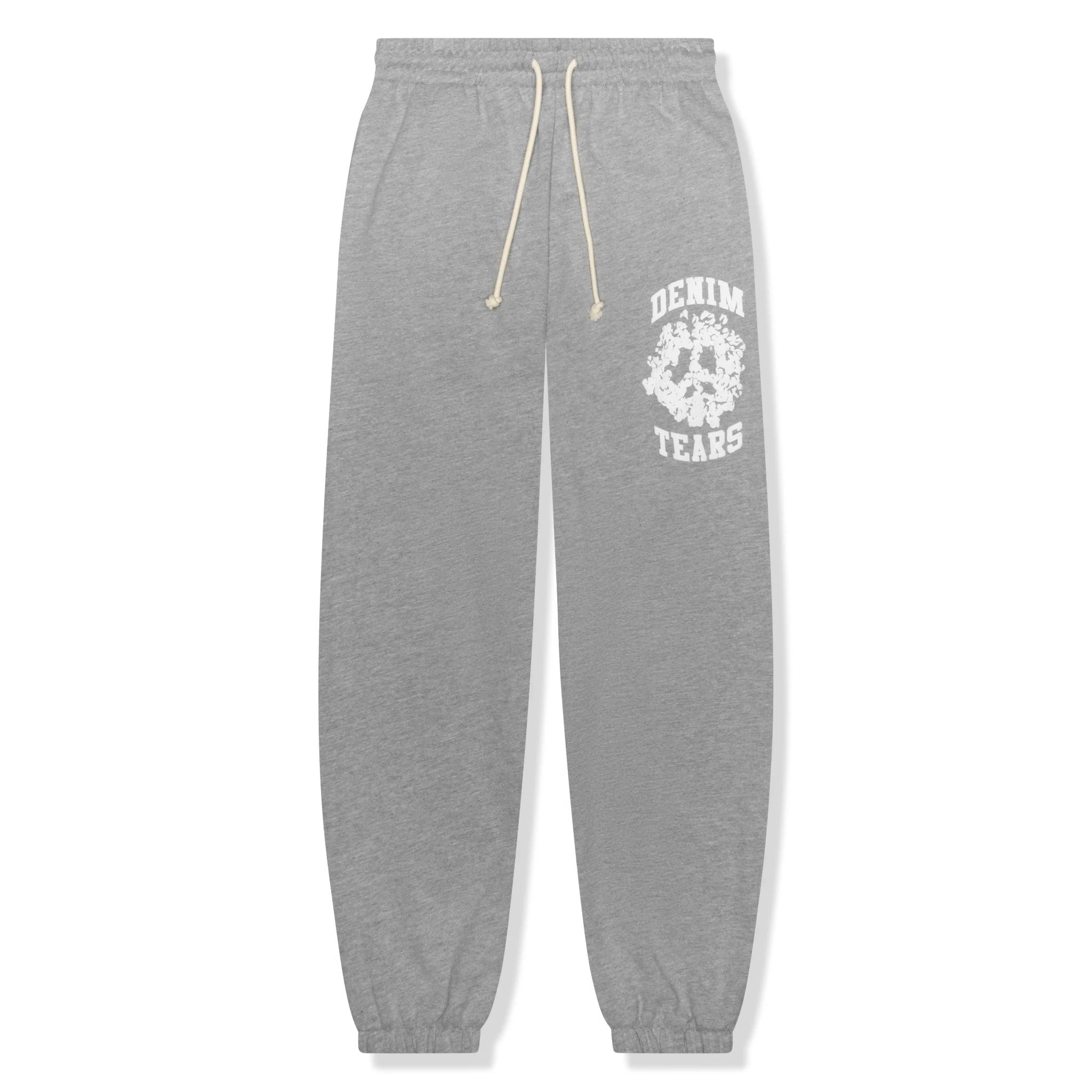 Front view of Denim Tears University Grey Sweatpants